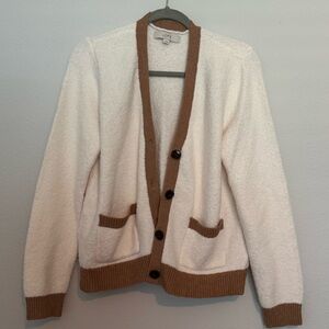 LOFT White and Brown Cardigan